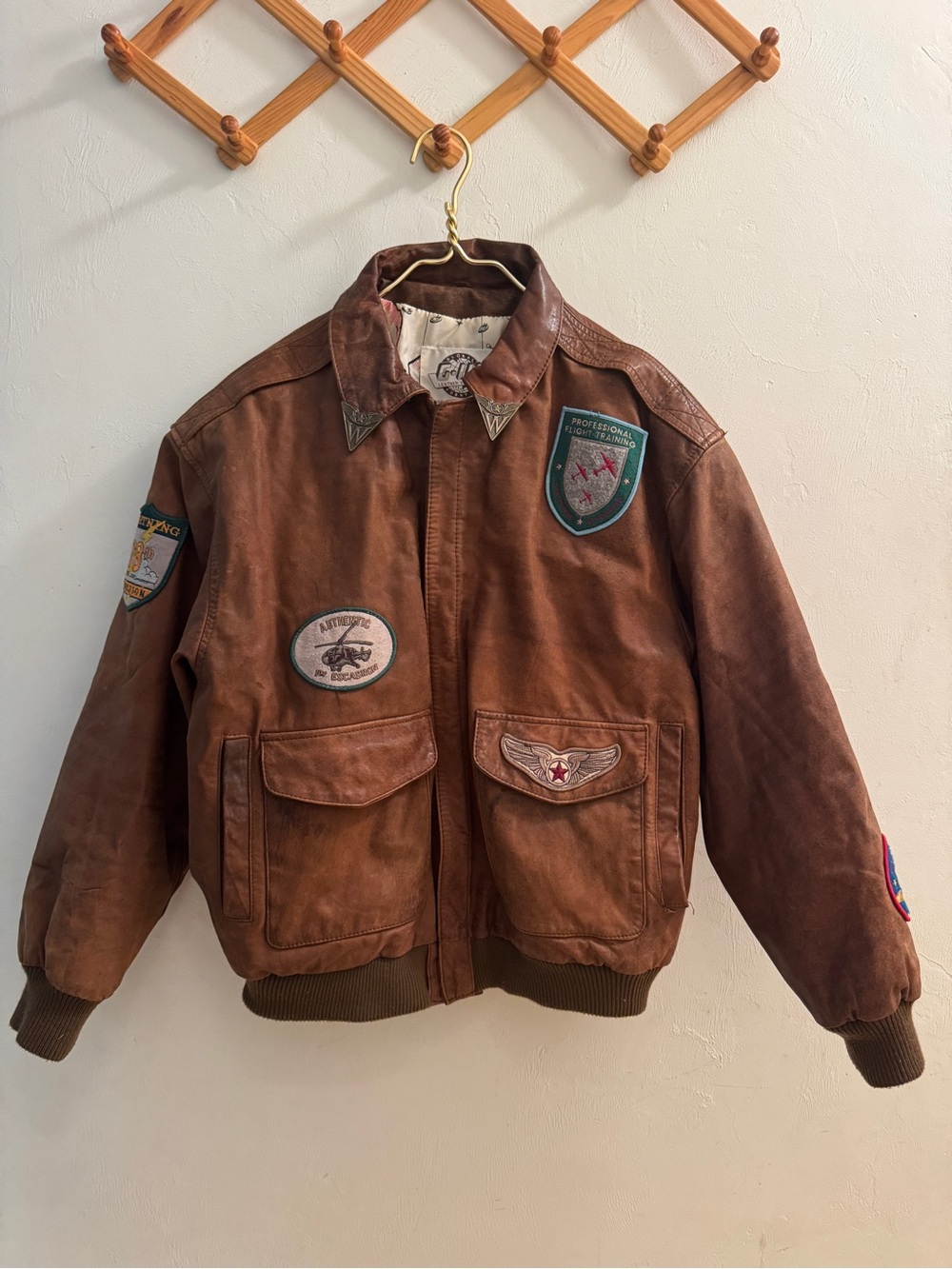 90’s Global Identity G-111 RN54163 Aviator/Flight/Bomber Leather Jacket-Mens L
